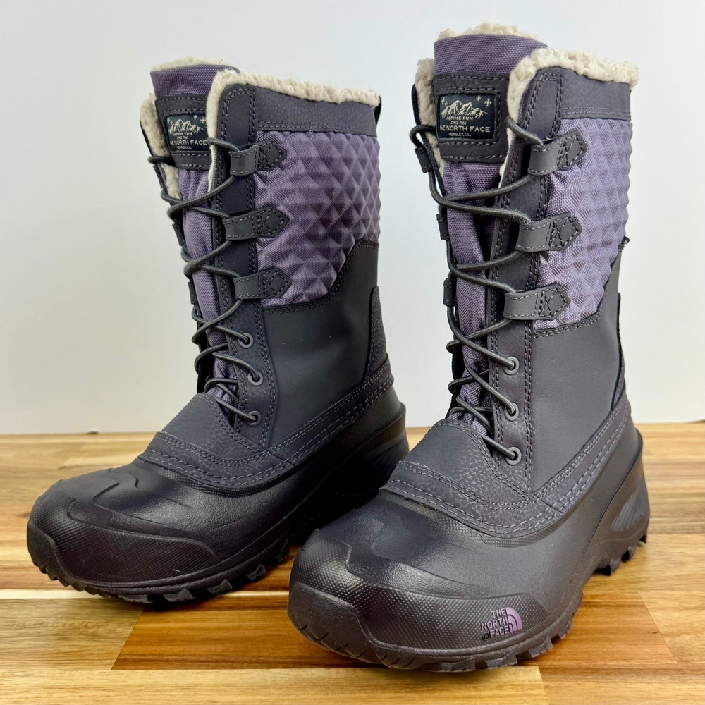 The North Face Women's 4 Snow Boots Waterproof Insulated Gray Purple Girls 2.5‎